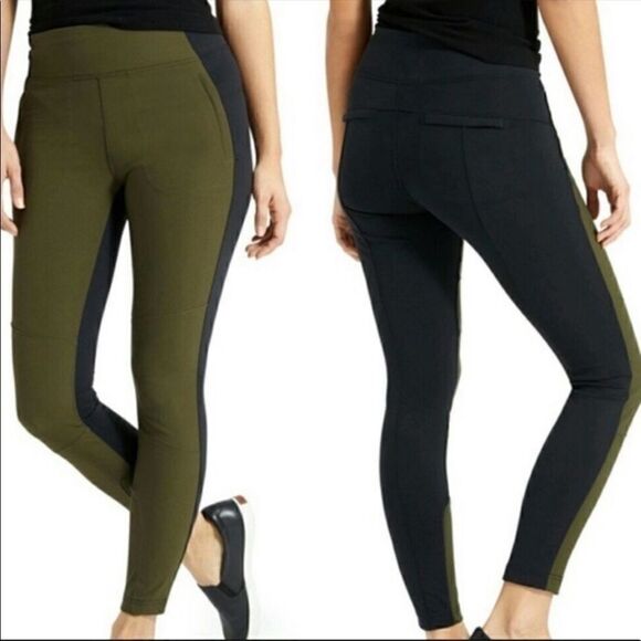 𝅺ATHLETA Highline Hybrid Ankle Tights Forest Green - Picture 1 of 9
